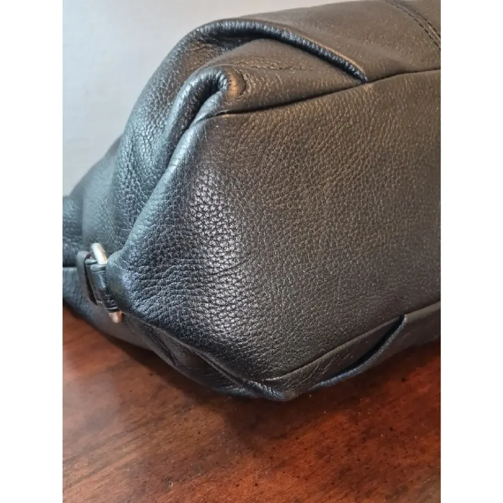 Coach F15064 Pebbled Black Leather Convertible Duffle Hobo Crossbody Bag